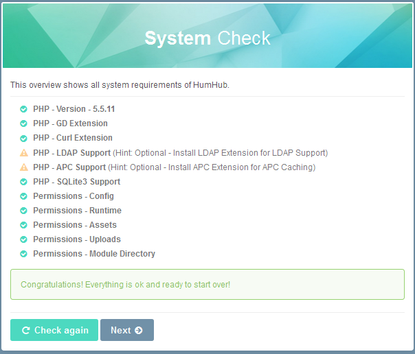 Humhub requirements check