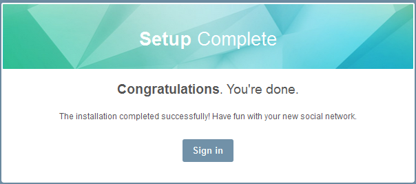 Humhub social network installation completed