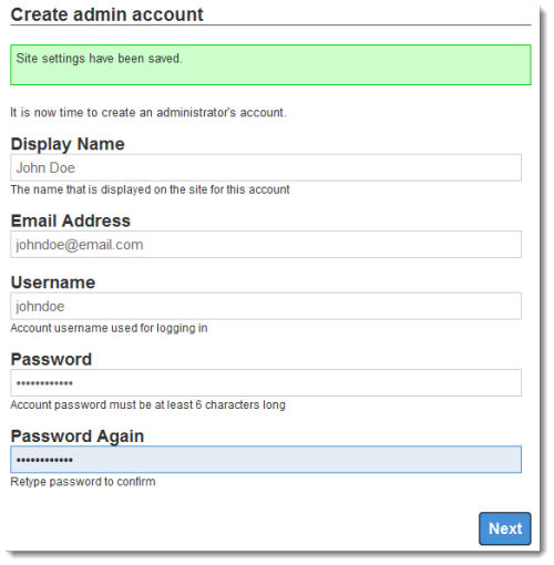 elgg create admin on install