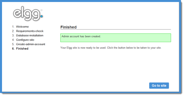 elgg installation finish